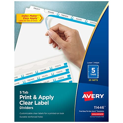 Avery 5 Tab Dividers (25 Sets)