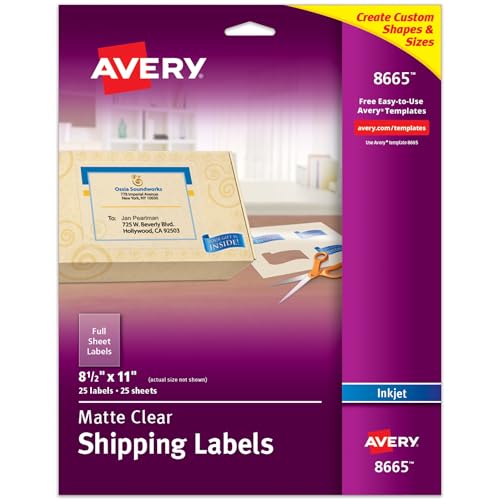 Avery Full Sheet Matte Clear 25 Total (8665)
