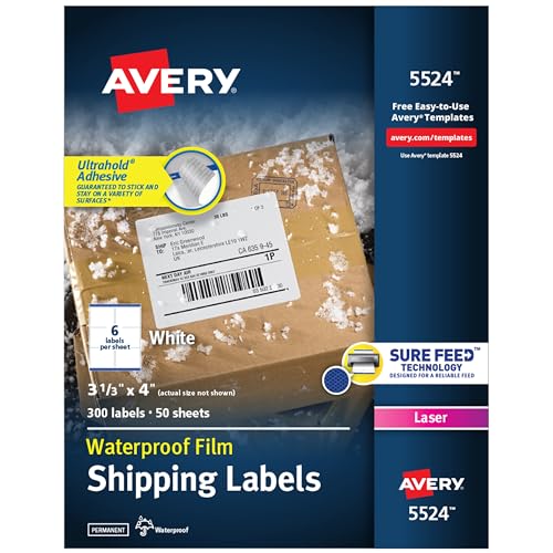 Avery 3-1/3" x 4" Waterproof Labels