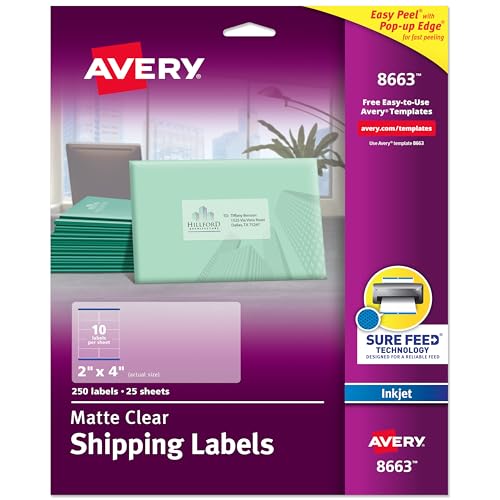 Avery Printable Shipping Labels, 2" x 4" (250)