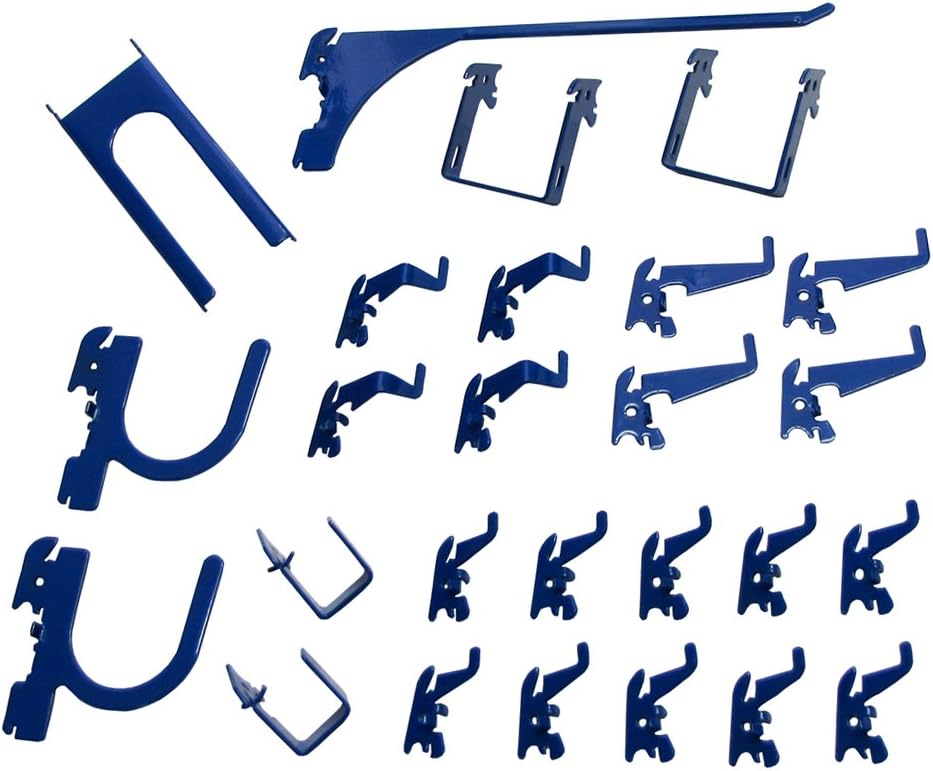 Wall Control KT-200-DLX Blue Slotted Metal Pegboard Hook Kit for Storage & Organization  Deluxe Assortment, 50 lbs Capacity, Made in USA
