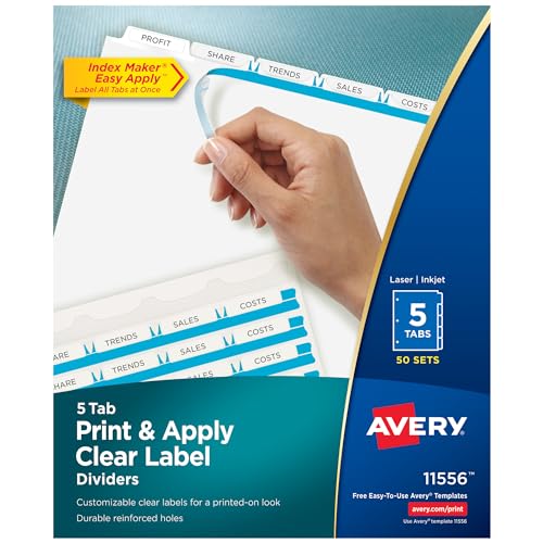 Avery 5 Tab Dividers (50 Sets)
