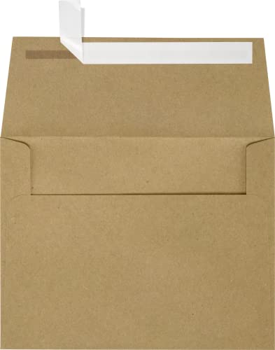LUXPAPER A7 Invitation Envelopes for 5 x 7 Cards in 80 lb. Grocery Bag, Printable Envelopes for Invitations, w/Peel and Press Seal, 500 Pack, Envelope Size 5 1/4 x 7 1/4 (Brown)