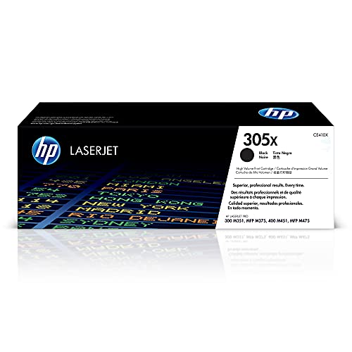 HP 305X Black High-yield Toner Cartridge for HP Printers | Works with Printer Series: LaserJet Pro 300 M351, 300 MFP M375, 400 M451, 400 MFP M475 | CE410X