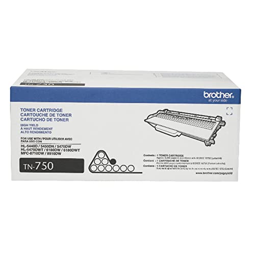 Brother Genuine High Yield Toner Cartridge, TN750, Replacement Black Toner, Page Yield Up To 8,000 Pages, Amazon Dash Replenishment Cartridge