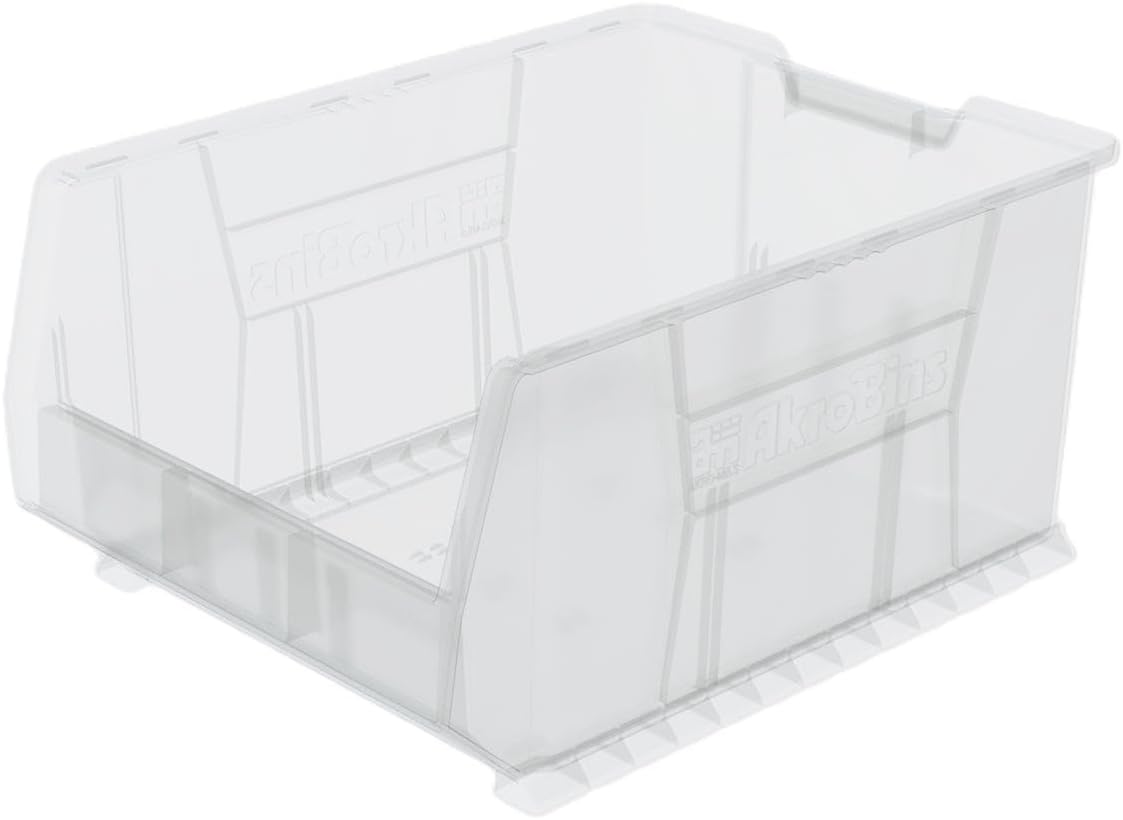 Akro-Mils 30289 Super-Size AkroBins Plastic Storage Bins, Space-Saving Stackable Bins for Garage, Classroom, Warehouse Organization, 24-Inch L x 18-Inch W x 12-Inch H, Clear, 1-Pack