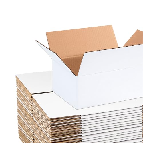 AVIDITI White Shipping Boxes 11.75"L x 8.75"W x 4.75"H (25 Pack) Small Medium Mailing Box for Small Business Packaging, Mailers, Gifts & Storage