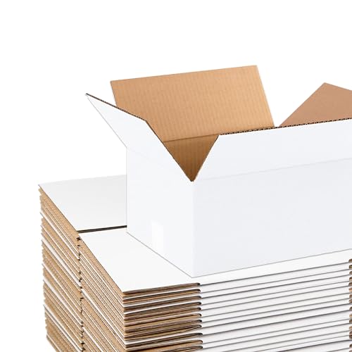 AVIDITI White Shipping Boxes 12"L x 9"W x 4"H (25 Pack) Small Medium Mailing Box for Small Business Packaging, Mailers, Gifts & Storage