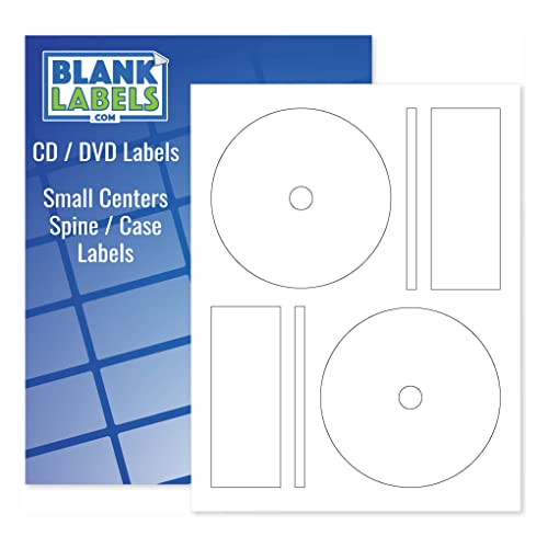Blank Labels CD/DVD Labels - Memorex Full Face Compatible, Small Center Style - Permanent White Matte - Inkjet and Laser Guaranteed - Easy to Peel - Made in USA- 1000 Sheets - 2000 Disc Labels