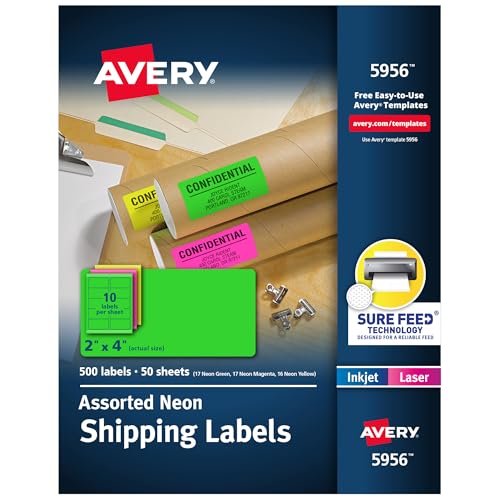 Avery 2"x4" Neon Labels (5956)