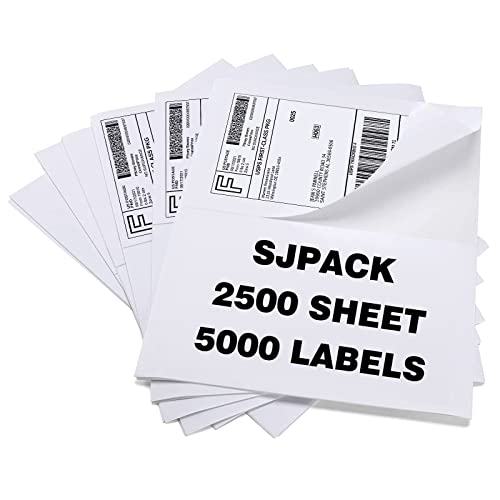 5000 Half Sheet Shipping Labels for Laser/Inkjet Printers - 5-1/2" X 8-1/2" Blank White Labels