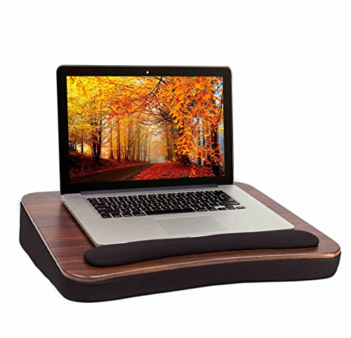 Sofia + Sam Multi Tasking Lap Desk with Memory Foam Cushion | Wrist Rest Cushion | Fits Laptops Up to 17" | Portable Laptop and Book Stand | Black | Wood Top | Work from Home
