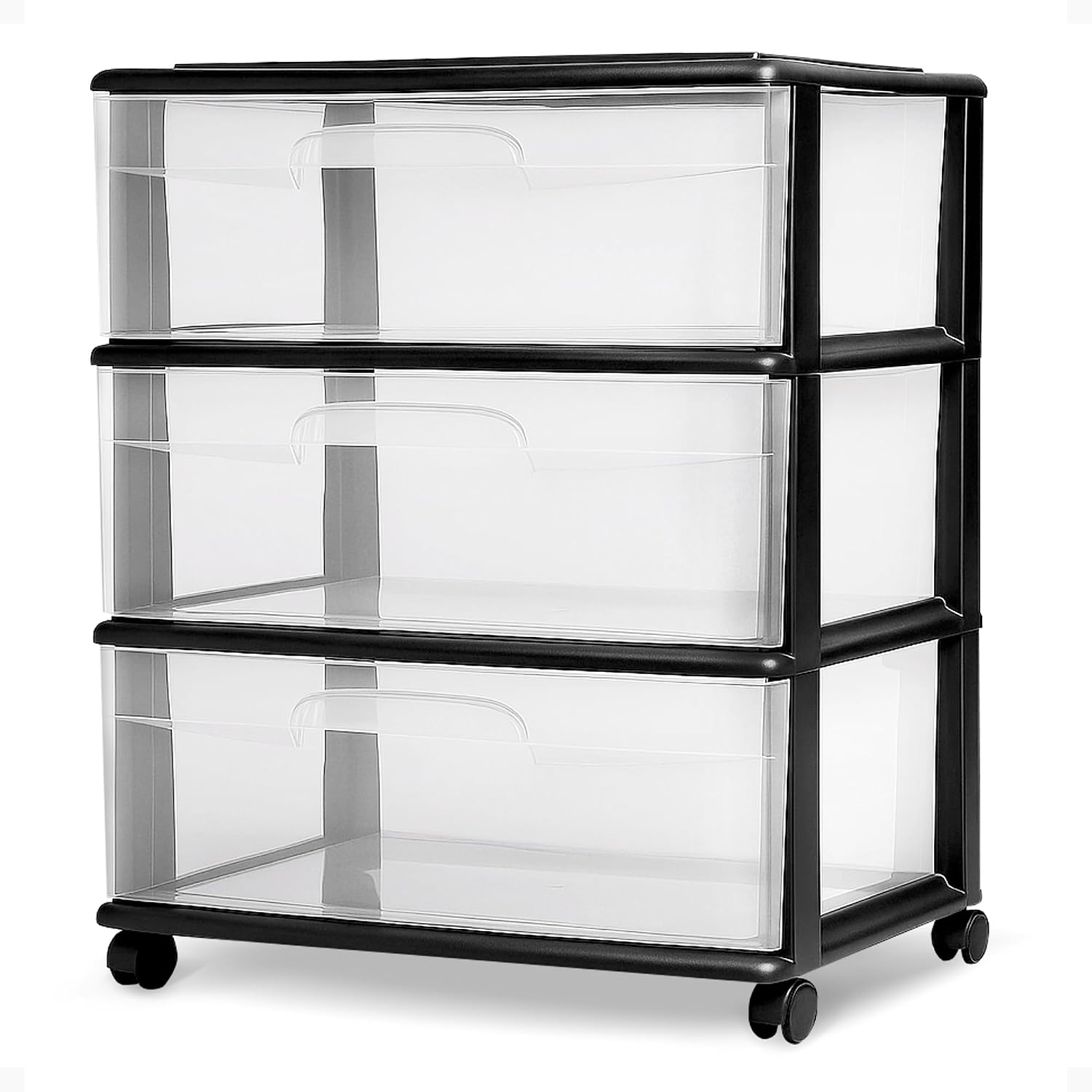 HOMZ 3-Tier Wide Clear Plastic Cart