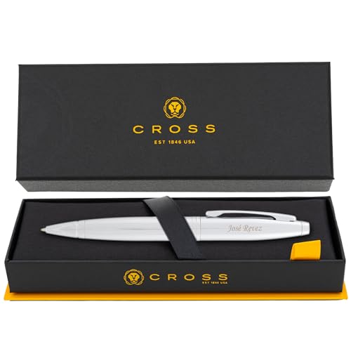 Personalized Cross Calais Ballpoint Pen | Custom Engraved Cross Pen for Men or Women | Perfect Graduation or Office Gift [Lustrous Chrome Finish, Smooth Black Ink]