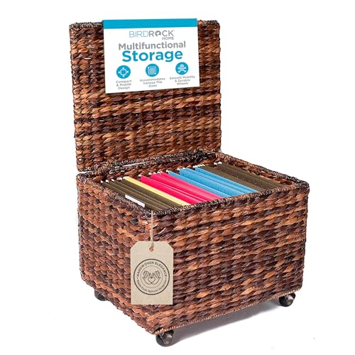 BIRDROCK HOME Seagrass Rolling File Cabinet
