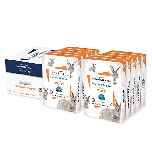 Hammermill A4 Paper, Fore Multipurpose 20 lb Printer Paper - 10 Ream (5,000 Sheets) - 96 Bright, Made in the USA, 103036C