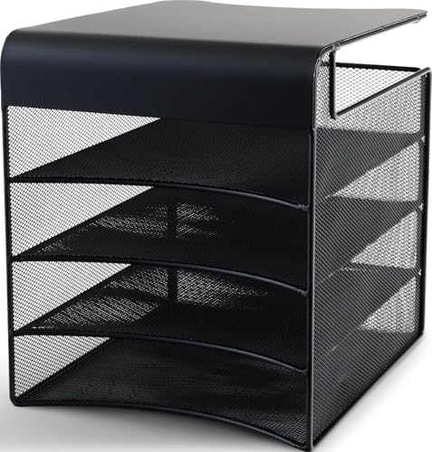Safco Onyx Hanging Under Desk Organizer, 4 Trays