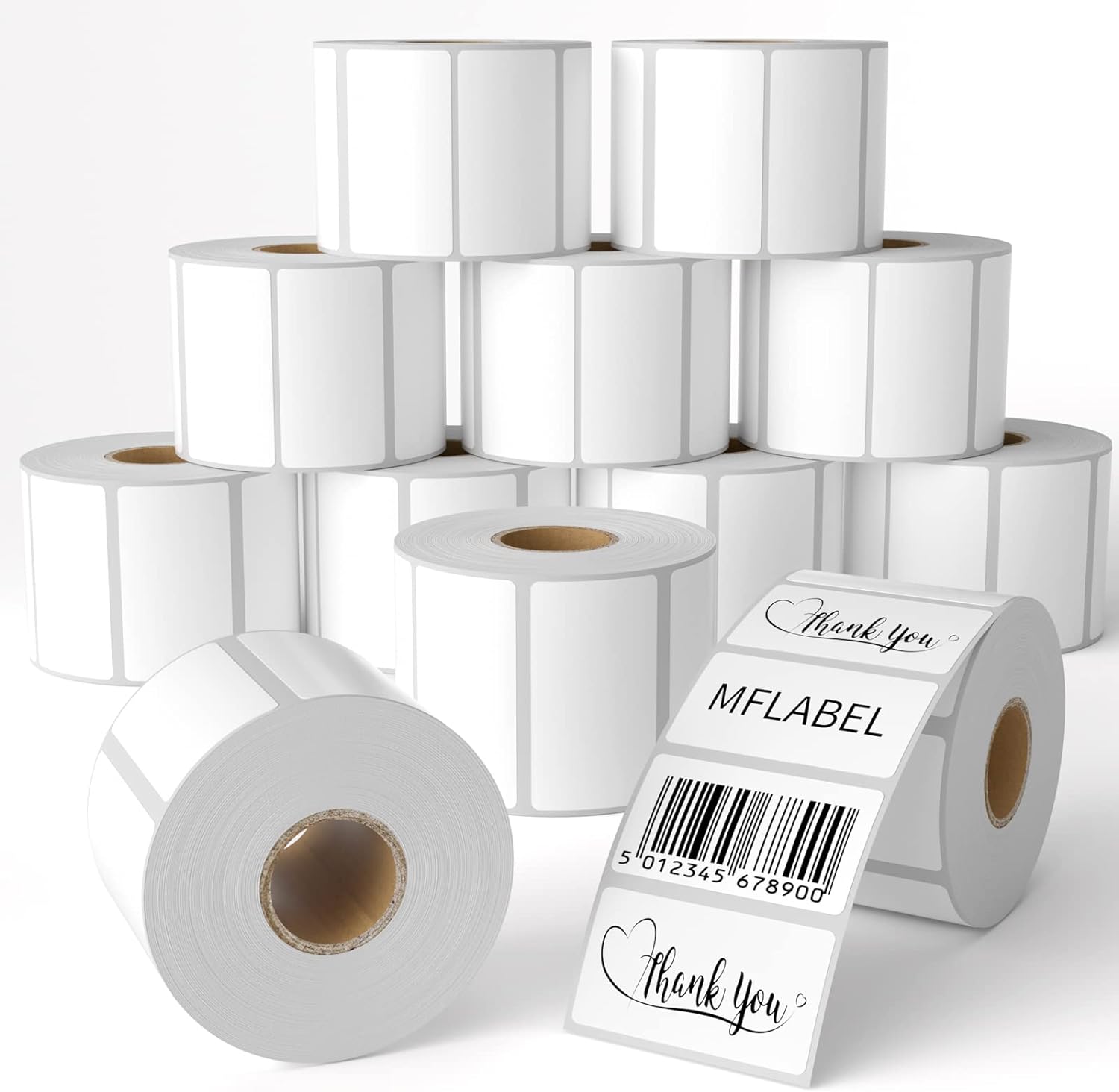 MFLABEL 12 Rolls Thermal Shipping Labels (12,000 Labels) - 2.25 x 1.25 Inch Direct Thermal Perforated Stickers for FBA, Barcode, SKU, Packaging  Compatible with Zebra, Rollo, Munbyn Thermal Printers
