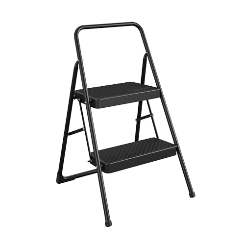 Cosco Lightweight Two Step House Step Stool for Easy Reaching and Cleaning - Non-Marring Leg Tips, Slip Resistant Steps, Stable Rear Leg Support