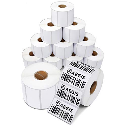 Aegis Adhesives - 2 14 X 1 14 Direct Thermal Labels for Barcodes, Address, Perforated & Compatible with Rollo, Zebra, & Other Desktop Label Printers (12 Rolls, 1000/Roll)