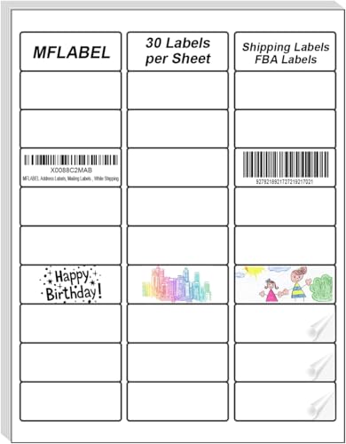 MFLABEL 1" x 2-5/8" Address Labels for Laser & Inkjet Printers 15,000 White Shipping Stickers(500Sheets,30/Sheet)+48 Free Fragile Stickers | Easy Peel,Mailing Labels for Packages, Shipping