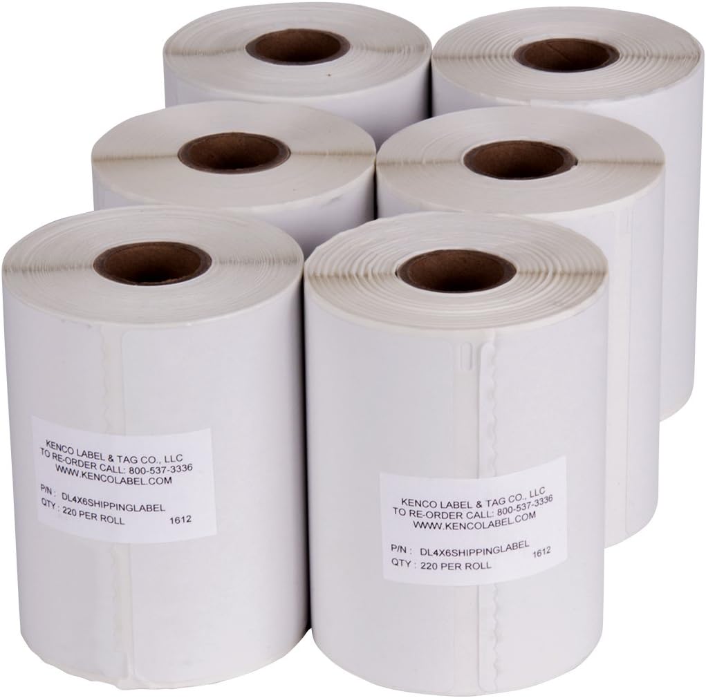 4" x 6" Compatible with Dymo 4XL Postage Shipping Labels, Compatible with Dymo 1744907 (1 Roll - 220 Labels Per Roll) (6 Pack)