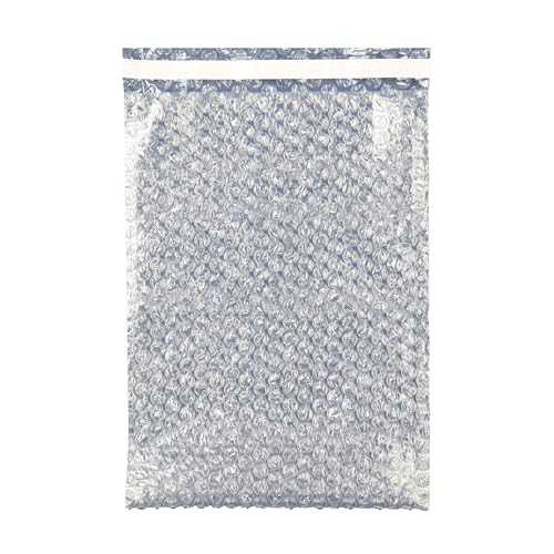 The Boxery 12x15.5" Clear Self-Sealing Bubble Out Bag Pouches -100 Pack- Bubble Cushion Wrap Bags for Packing, Storage, Moving, and Shipping fragile items