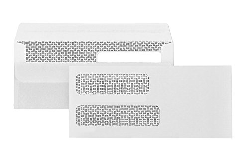 500 No. 10 Flip and Seal Double Window Security Envelopes - Perfect Size for Multiple Business Statements, Quickbooks Invoices, and Return Envelopes -Number 10 Size 4 1/8 X 9 12 Inch