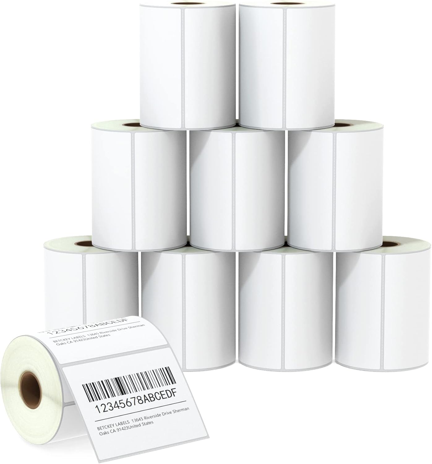 BETCKEY - 4" x 3" (102 mm x 76 mm) Shipping & Multipurpose Labels Compatible with Zebra & Rollo Label Printer,Premium Adhesive & Perforated [10 Rolls, 5000 Labels]