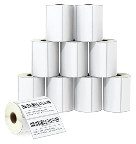 BETCKEY - 4" x 2" (102 mm x 51 mm) Barcode Shipping & Multipurpose Labels Compatible with Zebra & Rollo Label Printer,Premium Adhesive & Perforated [10 Rolls, 7500 Labels]