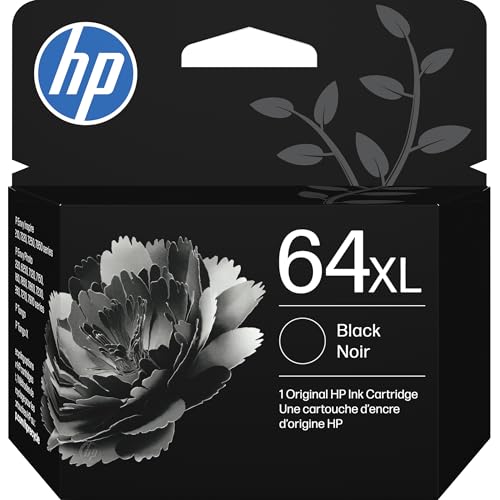 HP 64XL Black High-Yield Ink Cartridge Printers | Works with Printer Series: Envy Inspire 7950e; Envy Photo 6200, 7100, 7800; Tango | Eligible for Instant Ink | N9J92AN