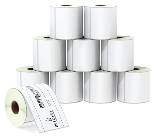 BETCKEY - 3" x 5" (76 mm x 127 mm) Multipurpose & Large Shipping Labels Compatible with Zebra & Rollo Label Printer,Premium Adhesive & Perforated [10 Rolls, 3500 Labels]