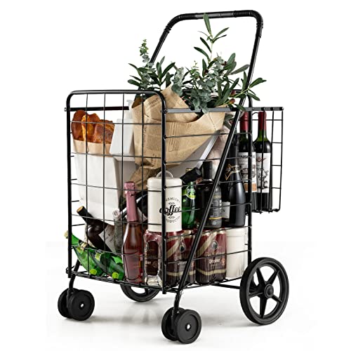 Goplus Jumbo Folding Shopping Cart (Double Basket)
