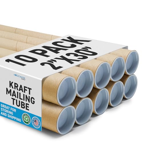 MagicWater Supply Mailing Tube - 2 in x 30 in - Kraft - 10 Pack - for Shipping and Storage of Posters, Arts, Crafts, and Documents