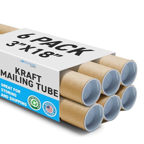 MagicWater Supply Mailing Tube - 3 in x 18 in - Kraft - 6 Pack
