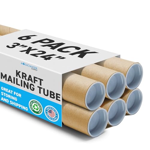 MagicWater Supply Mailing Tube - 3 in x 24 in - Kraft - 6 Pack