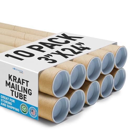 MagicWater Supply Mailing Tube - 3 in x 24 in - Kraft - 10 Pack