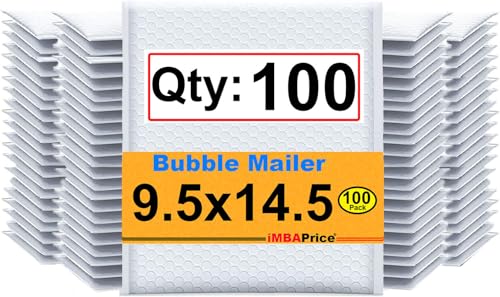 iMBAPrice 100#4 (9.5" x 14.5") Pure White Color SELF Seal Poly Bubble MAILERS Padded Shipping ENVELOPES (Total 100 Bags)