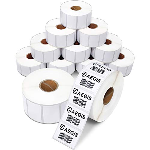 Aegis Adhesives - 1.5" X 1" Square Direct Thermal Multipurpose Labels for QR Codes, Perforated & Compatible with Zebra Desktop Printers - NOT Rollo Compatible (12 Rolls, 1300/Roll)