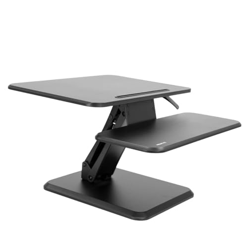 Mount-It! Standing Desk Converter, Compact 25" Sit Stand Desk Riser with Gas Spring Lift, Adjustable Height Desktop Riser for Laptop, Monitor, and Keyboard, Small Home Office Desk Converter