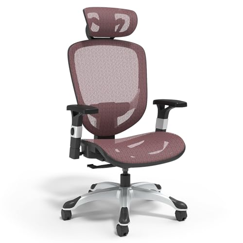 STAPLES Hyken Ergonomic Swivel Task Chair, Adjustable with Breathable Mesh & Lumbar Support, Perfect for Home& Office, Maroon