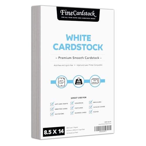 8 1/2 x 14" White Legal Size Card Stock Paper
