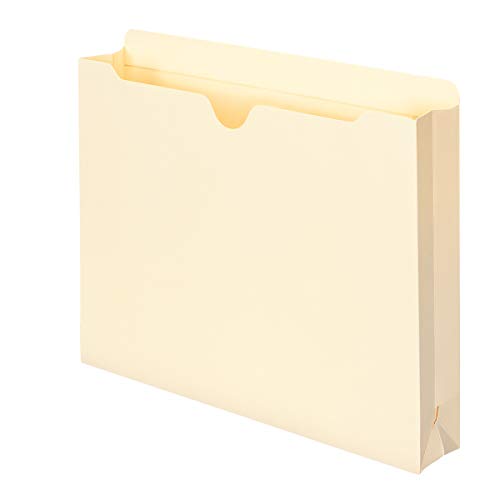 Smead File Jackets Letter Size for File Folders, Reinforced Straight-Cut Tab, 2" Expansion, Letter Size, Manila, 100 Per Box (75565)