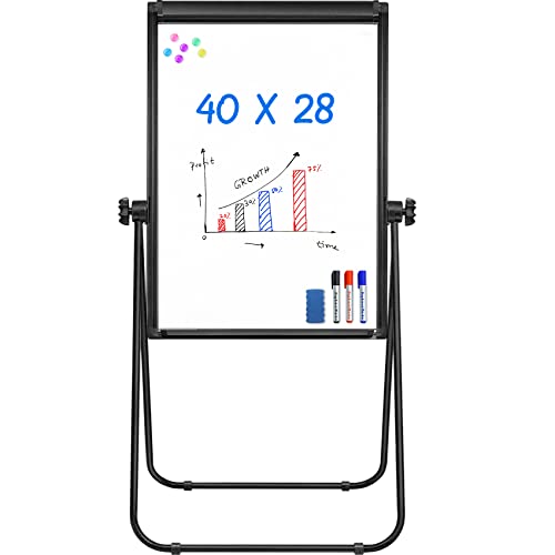 Stand White Board - 40x28 Magnetic Dry Erase Board Flipchart Board Double Sided Easel Board Portable Whiteboard for Classroom Home, Office Supplies