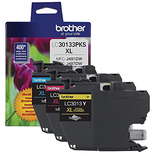 Brother High-yield Color Printer Ink Cartridges LC3013 3-Pack for Work Smart Series - Professional Grade Ink for MFC-J491DW, J497DW, J690DW, J895DW - Up to 400 Pages per Cartridge