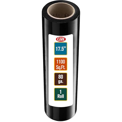 Simply Cool Black Stretch Wrap Industrial Strength Extra Thick 17.5" 1100 SqFt 80 Gauge (20 Micron) Shrink Wrap Roll for Moving Supplies, Furniture, Pallets, Plastic Wrap for Packing, Stretch Film
