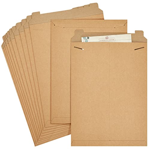 Juvale Flat Cardboard Art Mailers - 13 x 18 In, Brown, Pack of 25, 450 GSM - Poster Flat Mailers for Photos, Documents & CDs