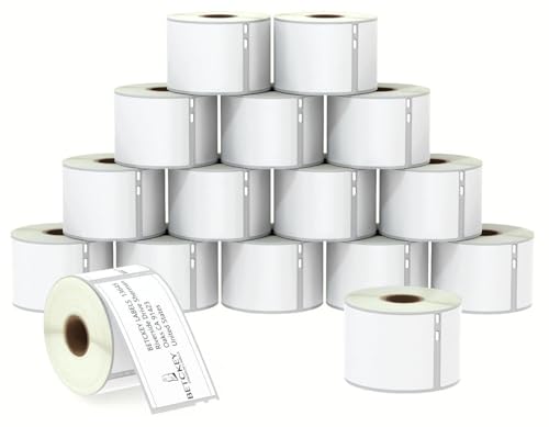 BETCKEY - Compatible DYMO 30323 (2-1/8" x 4") Shipping/Name Badge Labels, Perforated, Compatible with DYMO Labelwriter 450, 4XL, Rollo NOT Fit 550 & 5XL [16 Rolls/3840 Labels]