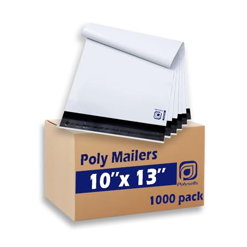 POLYSELLS 1000 Pcs 10x13 Inch White Poly Mailers Shipping Envelopes, Strong Adhesive Sealing, Waterproof, and Tear-resistant Postal Mailing Bags for Clothing, Books, and Accessories