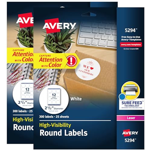 Avery High Visibility Printable Round Labels